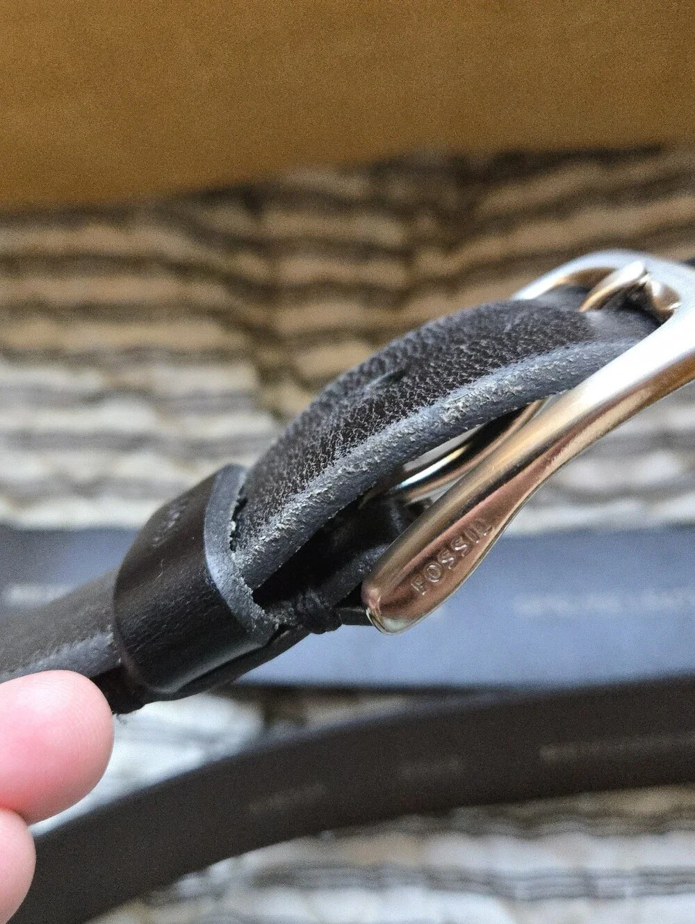 Fossil Men's Leather Belts - Black and Brown, SIZE 32